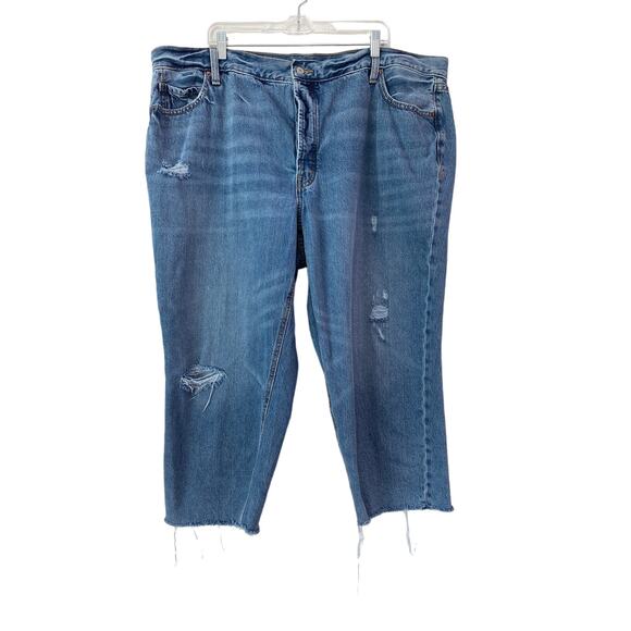 Old Navy High Rise Slouchy Taper Distressed Button Fly Jeans Size 24 Casual Boho - Picture 1 of 8